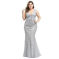 Sleeveless Evening Womens V-Neck Mermaid Dress Floor-Length Sequin Fishtail Dress Bridesmaid Dress
