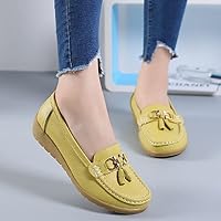 2022 Women's Loafer Comfortable Casual Shoes Non Slip Leather Driving Fashion Moccasin Flats Wild Breathable Nurse Driving Fashion Soft Shoes (M,37)