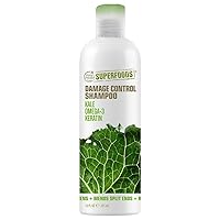 Petal Fresh SuperFoods Damage Control Shampoo (Kale, Omega 3 & Keratin) Mends Split-Ends, Restores & Color Safe | SuperFoods Beauty, 12 fl oz