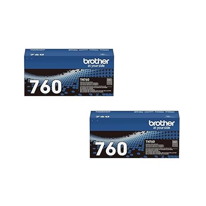 Brother Genuine TN760 2-Pack High Yield Black Toner Cartridge with Approximately 3,000 Page Yield/Cartridge