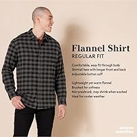 Amazon Essentials Men's Long-Sleeve Flannel Shirt (Available in Big & Tall), Navy Plaid, Large