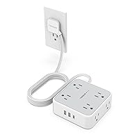 Power Strip Surge Protector 10 Ft Cord, 8 AC Outlets, 3 USB Charger(1 USB C Port), Ultra Thin Extension Cord, Flat Plug, 900 Joules Protection, Desk Charging Station for Home, Office Essentials