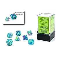 Chessex Dice Set – 10mm Festive Waterlily/White Polyhedral Dice Set – Dungeons and Dragons D&D DND TTRPG Dice – Includes 7 Dice - D4 D6 D8 D10 D12 D20 D%,CHX20546
