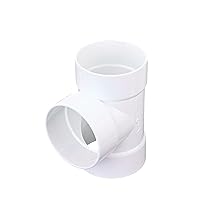 NDS 4P01 PVC S&D Tee, 4-Inch, for Hub X Hub X Hub Solvent-Weld Connections, for use with 4-Inch Sewer and Drain Pipe, White