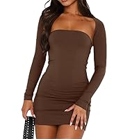 Women's Sexy Casual Long Sleeve Square Neck Going Out Party Mini Tshirt Dress