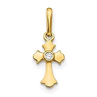 14k Yellow Gold Polished Madi K CZ Cubic Zirconia Simulated Diamond for boys or girls Religious Faith Cross Pendant Necklace