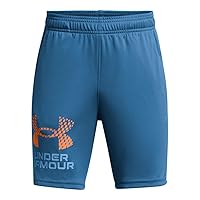 Under Armour Boys' Tech Logo Shorts, (406) Photon Blue / / Atomic, X-Large