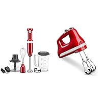 KitchenAid Cordless Hand Blender + Hand Mixer Bundle - KHBBV83 + KHM6118, Empire Red