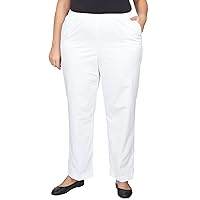 Alfred Dunner Women's Size Plus-sizewomen's Soft Twill Mid-Rise Fit Straight Leg Regular Length Casual Pant