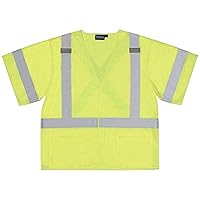 ERB 61907 S601 Class 3 X-Back Safety Vest, Hi-Viz Lime, 5X-Large