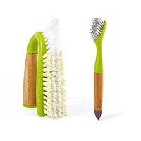 Full Circle Bathroom Detailing Set - Grunge Buster Grout and Tile Scrubber and Micro Manager Detail Cleaning Brush, Green