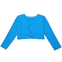 ACSUSS Kids Girls Classic Long Sleeve Front Knot Knitted Wrap Top Ballet Dance Crossover Cardigan Shrug Sweaters
