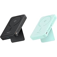 Baseus Battery Pack for Magsafe, 5000mAh Wireless Portable Charger PD 20W Fast Charging with Stand and USB-C (on The Side), Magnetic Power Bank for iPhone 15/14/13/12 Series (2 Pack)
