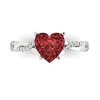 Clara Pucci 2.19ct Heart Cut Criss Cross Solitaire Halo Natural Garnet Engagement Promise Anniversary Bridal Ring 14k White Gold