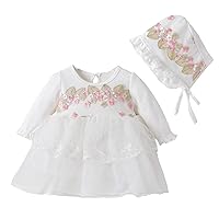 Newborn Infant Baby Girls Spring Spring Tulle Solid Long Sleeve Birthday Party Dress Hat Frocks Girls