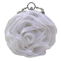 Buddy Women Rose Shaped Clutch Soft Satin Wristlet Handbag Wedding Party Purse
