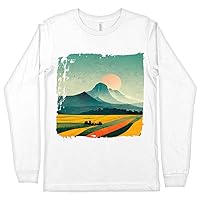 Mountain Scenery Long Sleeve T-Shirt - Summer T-Shirt - Printed Long Sleeve Tee Shirt