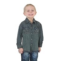 Wrangler Boys Long Sleeve Western Solid Snap Button Down Shirts