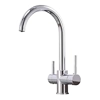 Faucets,3 Way Kitchen Sink Mixer Tap 3 in 1 Water Filter Tap Brass Hot and Cold Water Direct Drinking Water Filtered Kitchen Sink Faucet Chrome Plated/A.