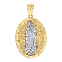 10k Two tone Gold Mens Guadalupe Religious Charm Pendant Necklace Measures 33.7x19mm Wide Jewelry Gifts for Men
