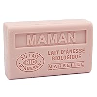 Label Provence Savon de Marseille - French Soap Made With Fresh Organic Donkey Milk - Mother's Fragrance (Maman) - 125 Gram Bar