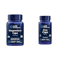 Life Extension Magnesium Caps, 500 mg, Magnesium Oxide, Citrate, Succinate, Heart Health & Zinc Caps, zinc 50 mg, zinc Citrate, Support The Body's Immune defenses