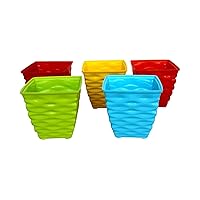 Plastic Diamond Pot Set (Multicolored, 5-Pieces)