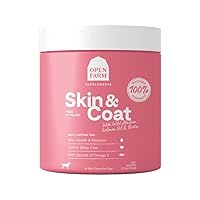 Open Farm Skin & Coat Chews, Dog Supplement, Dog Vitamins, Supports a Soft and Shiny Coat Using Traceable and Vet-Approved Ingredients, 12.7 oz, 90 Count