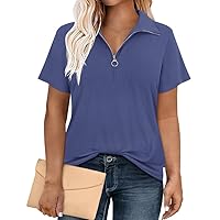 RITERA Plus Size Tops for Womens Polo Shirt Zipper Tshirt Office Business V Neck Tunic Work Blouses Dressy Collared Clothes