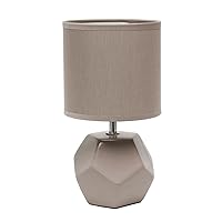 Simple Designs LT2065-GRY Round Prism Mini Table Lamp with Matching Fabric Shade, Gray