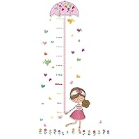 Kids Height Growth Chart Wall Art Cartoon Girl Bird Flower Sticker Decal