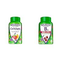 Chewable Calcium Gummy Vitamins for Bone and Teeth Support & Extra Strength Vitamin B12 Gummy Vitamins for Energy Metabolism Support and Nervous System Health Support