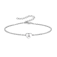 KunBead Jewelry Mini Size Silver Initial A-Z Letter Bracelet Love Heart Charm Stainless Steel Birthday Jewellery Gift Bracelets for Women