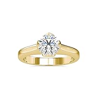 VVS Certified Solitaire Ring in Bezel Setting with Round Moissanite Diamond in 14k White/Yellow/Rose Gold Anniversary Ring for Couple | Moissanite Engagement Ring for Women (1.18 Cttw, G-VS2)