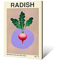 Radish Vegetable Print, Printable BauhausInspired Botanical Art, Midcentury Modern Decor, Retro Vegan and Vegetarian Posters art （8x10inchFramed)