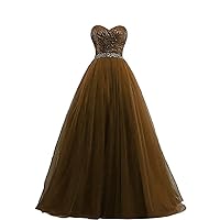 ZHengquan Women's Sweetheart Tulle Beaded Quinceanera Dresses Strapless A Line Ball Gown