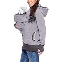Maternity Baby Carrier Hoodie Women Baby Wearing Kangaroo Jacket Coat Sweatshirt Gray
