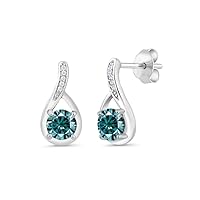 Earrings 4.00ct Brilliant Round Cut, VVS1 Clarity, Blue Color Moissanite Diamond Earrings, 925 Sterling Silver Earring, Stud Earrings, Dress Earring, Perfact for Gift, Or As You Want