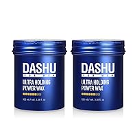 DASHU 2pcs. Ultra Holding Power Men Hair Wax Strong Hold | Long Lasting & Easy to Wash Edge Control Hair Styling Wax w/Collagen & Argan Oil | No Shine No Flaking No Residue No Silicone 3.38 fl oz