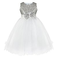 TiaoBug Little Girls Sequined Bowknot Mesh Tulle Dress Wedding Bridesmaid Party Flower Girl Dresses