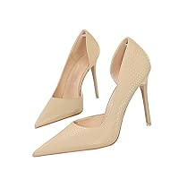 Women Pointed Toe Heels Fashion Sexy Stiletto Snake Print Ladies Pumps Shallow Side Cutout High Heeled Dress Comfort Work Shoes