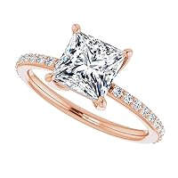 14K Gold 3 CT Princess Cut VVS1 Colorless Moissanite Engagement Ring for Women Bridal Set Handmade Diamond Wedding Rings for Gift