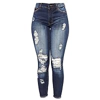 Cute Ripped Jeans for Women Distressed Skinny Slim fit Jeans Juniors and Plus Sizes