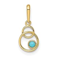 14k Gold Simulated Turquoise Circle Pendant Necklace Measures 15.75x6.65mm Wide Jewelry Gifts for Women