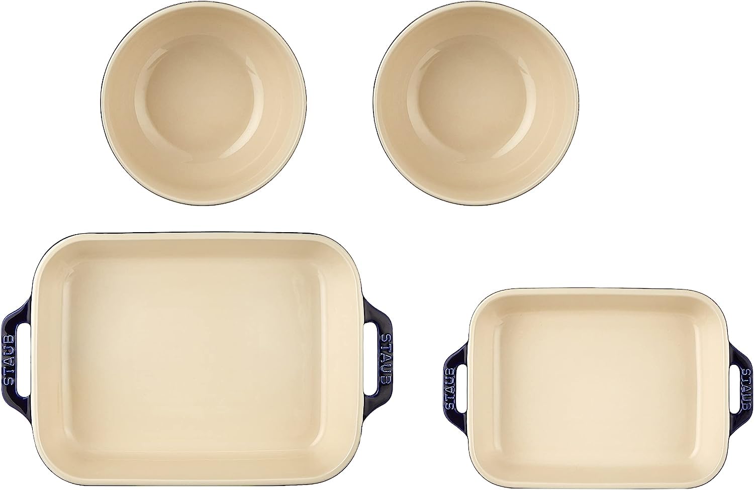 STAUB Ceramic 4-pc Baking Dish and Bowl Set - Dark Blue