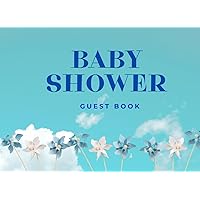 Baby Shower Guest Book: Great Gift Log, Blue Guestbook for Baby Boy with Sign in for Guests, Wishes for Baby, Advice for Parents, Predictions