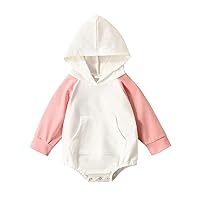 12 Month Boy Baby Boy Girl Fall Clothes Oversized Hooded Pullover Sweatshirt Romper Color Block Bodysuits for