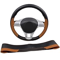 steering wheel cover DIY Car Steering Wheel Cover Universal 38cm Auto Steering Wheel Case Sports Style Microfiber Leather Braid wheelcovers (Color Name : Khaki)