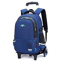 Boys Rolling Backpack Elementary Middle School Students Bookbag with Wheel Teens Trolley Removable Schoolbag