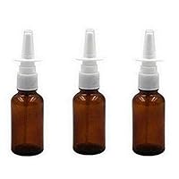 3Pcs Amber Glass Nasal Spray Bottle Pump Cleanser Container for Saline Spray Irrigation (1oz/30ml )